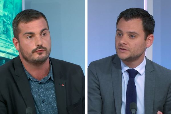 Maxime Da Silva et Damien Adam candidats au second tour des élections législatives 2022 dans la 1ère circonscription de la Seine-Maritime sur le plateau de France 3 Normandie