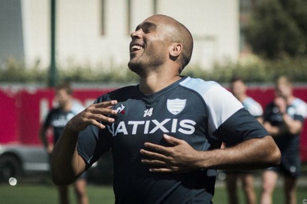 Simon Zebo, à l'entraînement avec le Racing 92, le 13 août 2018.