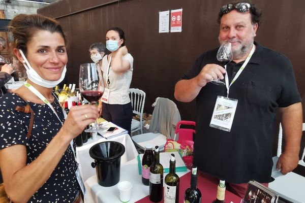 Laurent Cassy, lors du salon des vignerons bio à la Faïencerie de Bordeaux le 31 août 2020