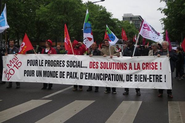 Lyon, le 1er mai 2015 au départ de la manifestation, Place Jean-Jaurès à Lyon