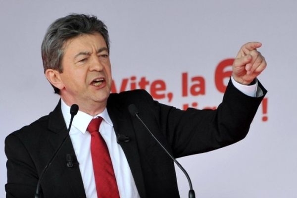 Jean-Luc Mélenchon lors de son grand meeting à Marseille pendant la campagne des présidentielles de 2012