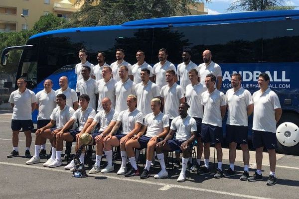 Montpellier - l'équipe du MHB 2018-2019 avant son départ pour l'entrainement - 23 juillet 2018.