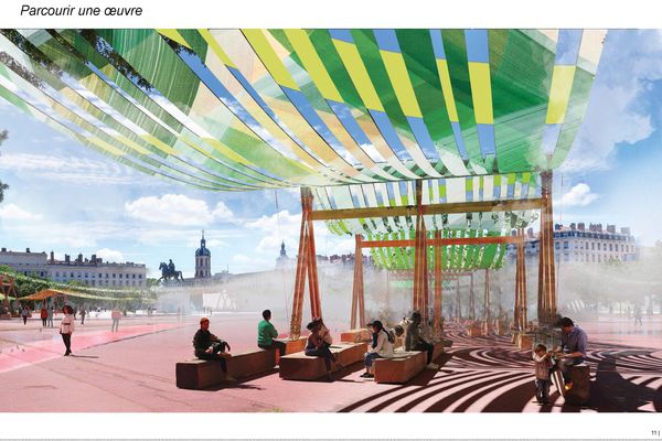 Le projet d'aménagement de la place Bellecour à Lyon, tel qu'imaginé par un cabinet d'architecte.