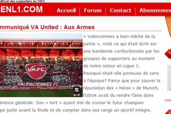 Le site internet du VA united appelle les supporters à refuser la venue du RC Lens dans leur stade