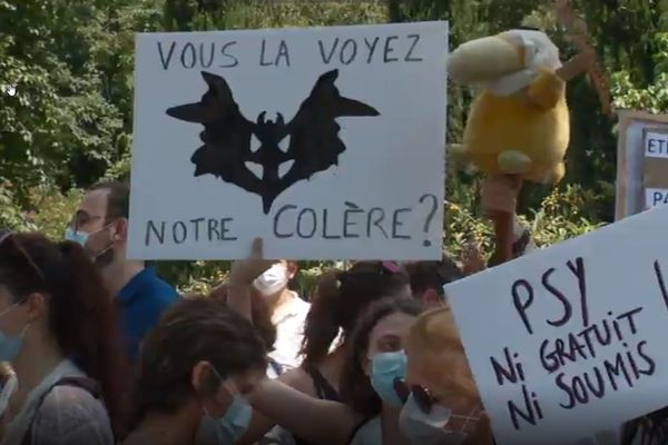 Les psychologues ont manifestés devant la préfecture de Lyon dans le Rhône. 