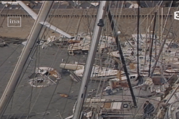 Les bateaux n'ont pas résisté à l'ouragan de 1987 à Concarneau