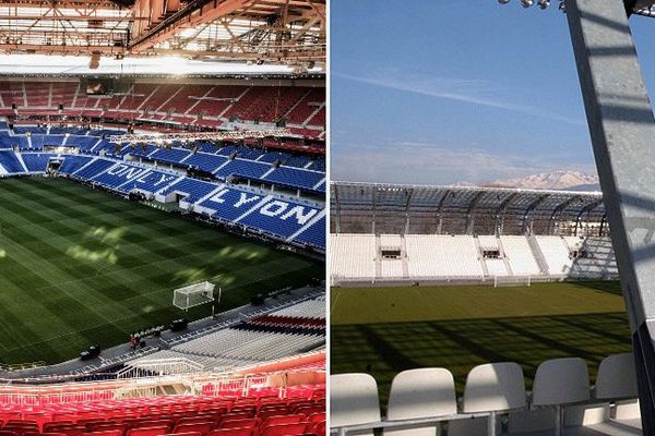 Le grand stade de Lyon et le stade des Alpes à Grenoble