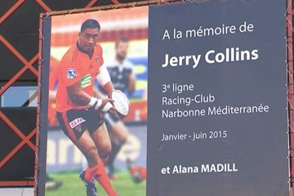 Hommage au rugbyman Jerry Collins organisé par le Racing Club-Narbonne Méditerranée le 7 juin 2015.