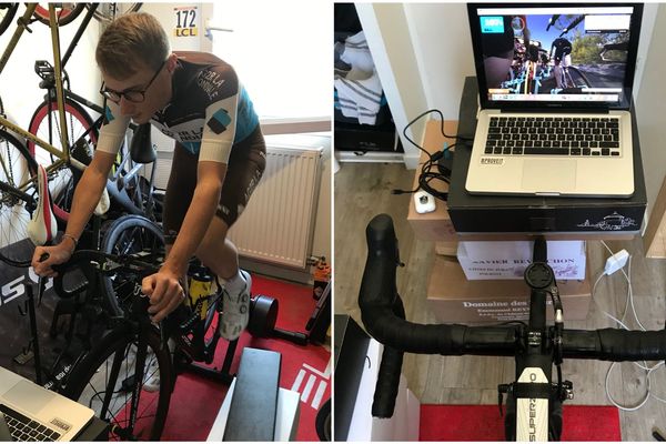 Clément Chevrier sur son hometrainer connecté