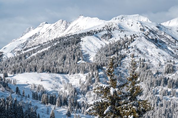 Les récentes chutes de neige ont donné une allure de carte postale au domaine de Combloux, en Haute-Savoie, en cette fin du mois de décembre.