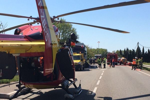 Intervention des pompiers pour un accident sur la D7N à Mallemort le 15 mai 2019