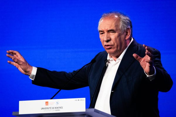 François Bayrou, lors de l'université de rentrée du MODEM dans le Morbihan, en septembre 2024.