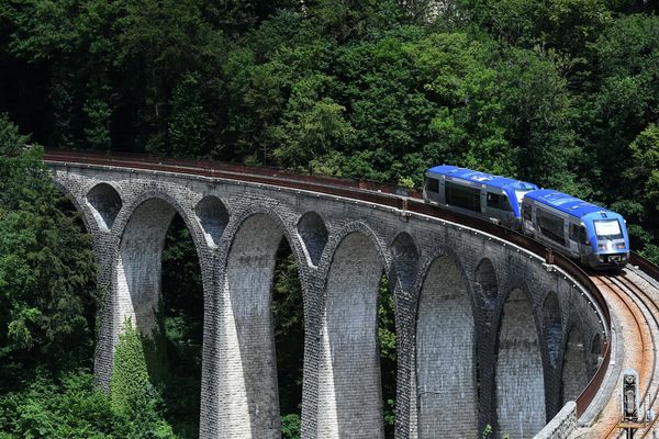 La ligne des hirondelles dans le Jura, et le viaduc de Morez.