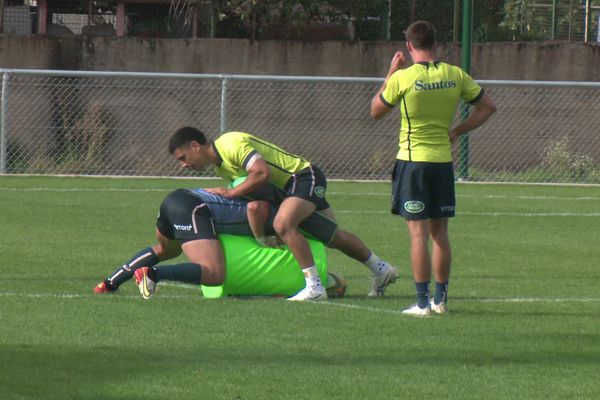 Les rugbymen australiens prennent leurs marques au stade Roger Baudras (Loire).