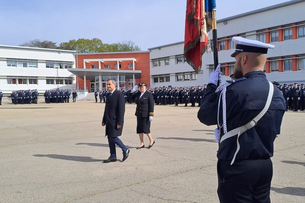 Nîmes - visite de Gérald Darmanin à l'Ecole nationale de la police - 14 avril 2023.