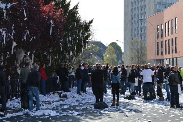 Le 17 avril 2014 à Arras : manifestation des Stora Enso de Corbehem