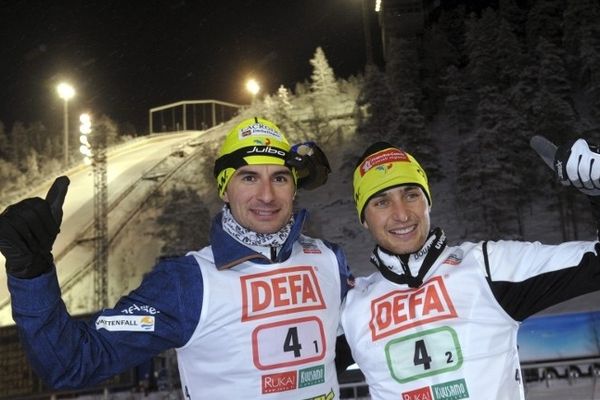 Sébastien Lacroix et Jason Lamy-Chappuis à Kuusamo en Finlande en décembre 2012