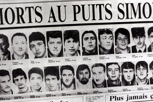 Les victimes de la catastrophe du 25 février 1985, lors du coup de grisou au Puits Simon à Forbach (Moselle)