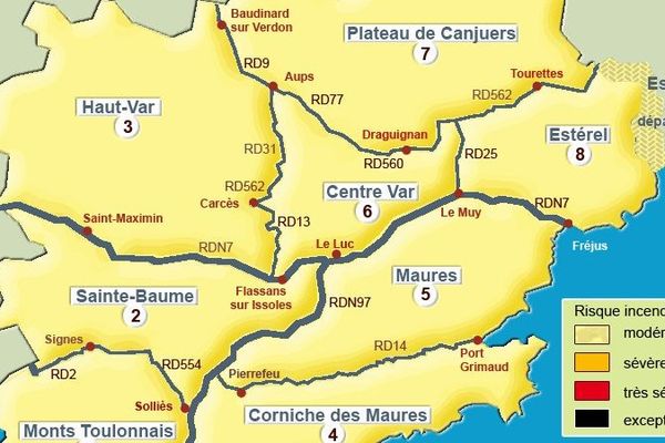 La carte d'alerte du Var de ce 15 juillet