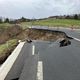 Un tronçon de la RD 922 à Saint-Cernin (Cantal) s'est effondré dans la nuit de lundi à mardi 5 mars 2024.
