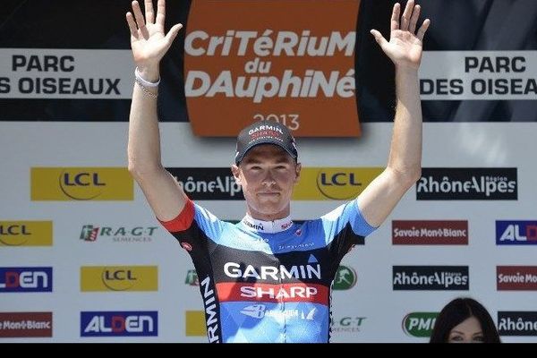 Rohan Dennis nouveau maillot jaune du Critérium du Dauphiné, après le contre la montre du mercredi 5 juin.