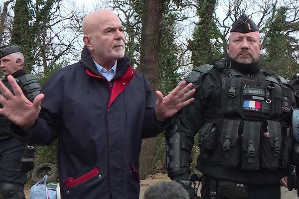 Michel Forst, rapporteur spécial de l'ONU sur le chantier de l'A69 à la rencontre des "écureuils" à la crem'arbre.