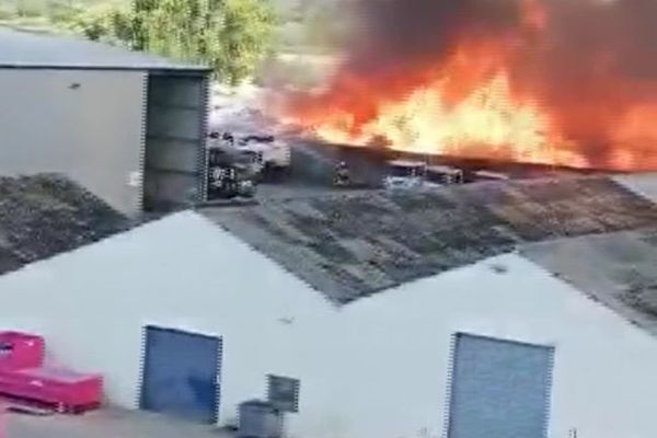 L'incendie s'est déclaré sur le site d'une entreprise de Bassens dans une zone industrielle où se trouvent de nombreuses usines classées Seveso. Image extraite d'une vidéo amateur