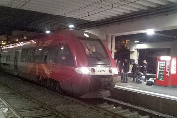 Montpellier - le TER Cerbère/Avignon où la rixe a éclaté faisant 2 blessés - 12 janvier 2015.