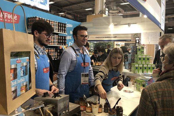 Le stand de l'entreprise Raffolé, basée dans l'Aisne, au Salon de l'Agriculture le 1 mars 2022.