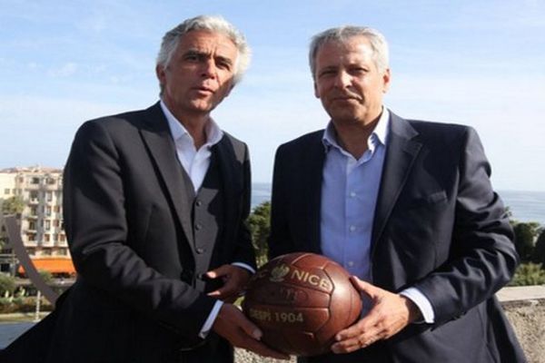 Jean-Pierre Rivère, président et Lucien Favre, nouvel entraîneur de l'OGC Nice.