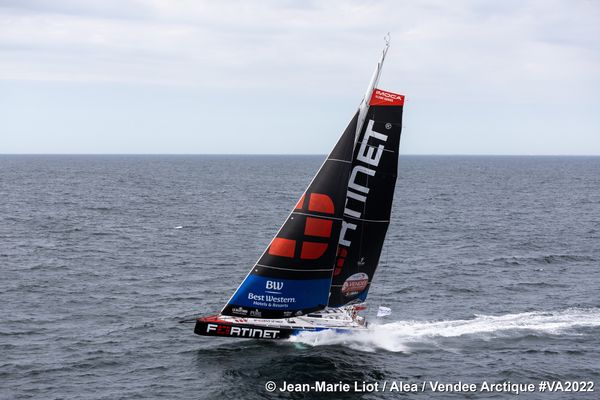 Romain Attanasio sur son Imoca Fortinet-Best Western