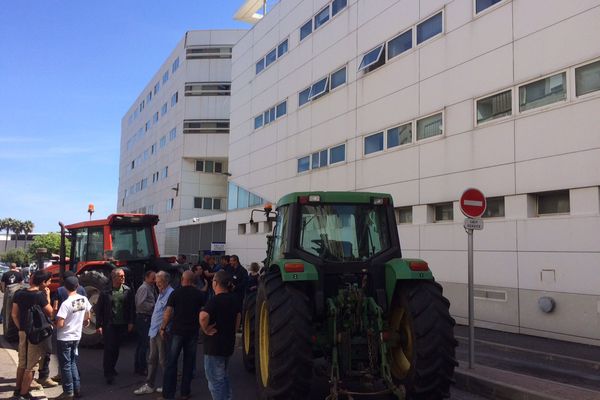 Rassemblement du Syndicat des Jeunes Agriculteurs mardi 12 mai devant le commissariat de Bastia.