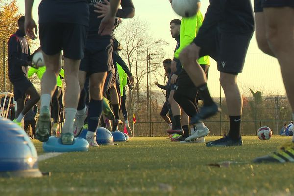 Séance d'entraînement du club de Bergerac de ligue 1, lundi 13 décembre.