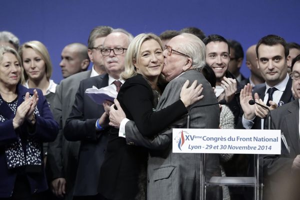 Marine et Jean-Marie Le Pen, le 30 novembre 2014 à Lyon