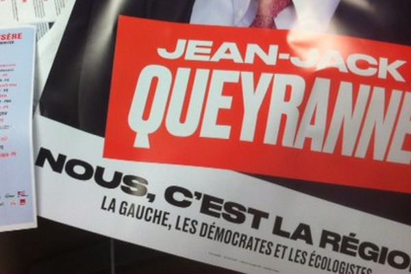 L'affiche de la nouvelle alliance de la gauche autour de Jean-Jack Queyranne pour le second tour des Régionales