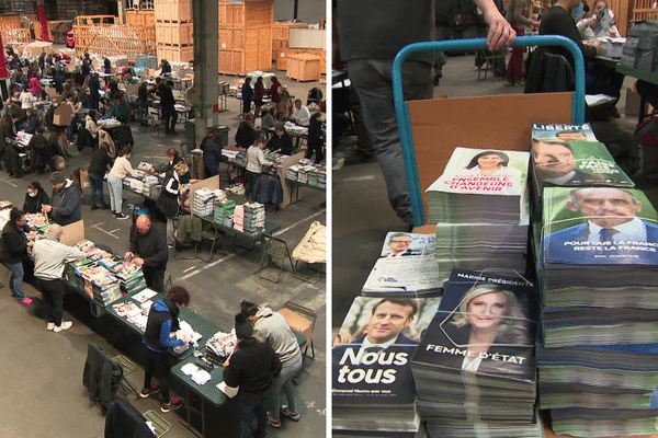 Dans l'usine Michelin de Bourges, 210 fonctionnaires travaillent à mettre sous pli les professions de foi et bulletins des 12 candidats à l'élection présidentielle.