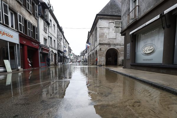 Le centre-ville d'Ornans avait été complètement inondé le 23 janvier 2018.