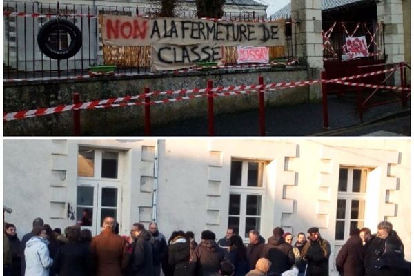 Ce matin, une cinquantaine de personnes étaient présentes devant l'école pour protester. 