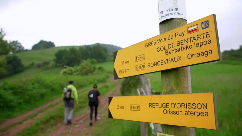 Au cœur des Pyrénées, des milliers de pèlerins arpentent les sentiers du chemin de Compostelle.