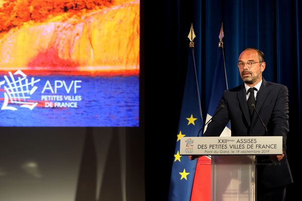 19/09/2019. Assises de l'association des petites villes de France au Pont du Gard avec le Premier ministre , Edouard Philippe. 