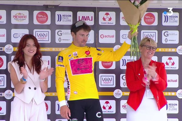 Alberto Bettiol, vainqueur de la 2e étape des Boucles de la Mayenne et maillot jaune