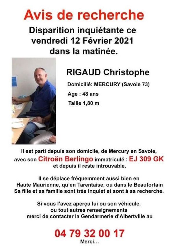 Albertville Les Gendarmes Publient Un Avis De Recherche Apres La Disparition D Un Homme A Mercury En Savoie