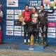 Le podium de la 6e manche de la course Elite de la coupe de France de cyclo-cross à Troyes : 1- Amandine Vidon : 47'48''  2-  Anais Morichon : +54''  3- Noemie Garnier:  +1'06''