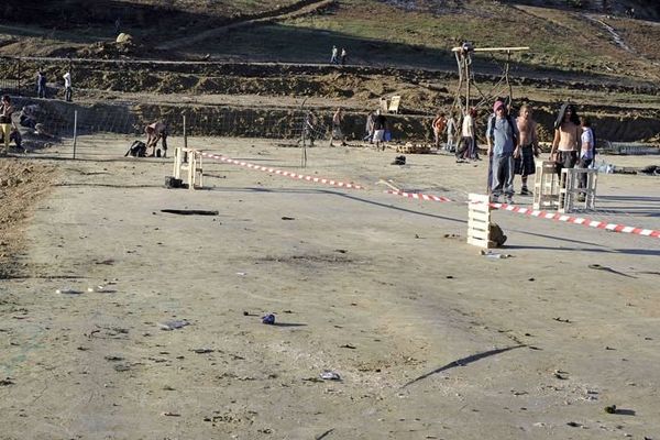 Lieu où le corps de Rémi Fraisse a été retrouvé sur le site de construction du barrage de Sivens dans le Tarn