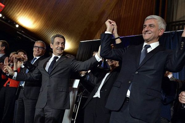 Nicolas Sarkozy en soutien à Hervé Morin en meeting à Rouen.