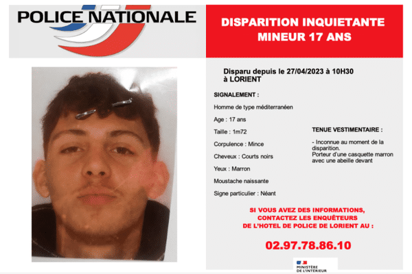 La police a lancé un appel à témoins après la disparition de ce jeune Lorientais de 17 ans.