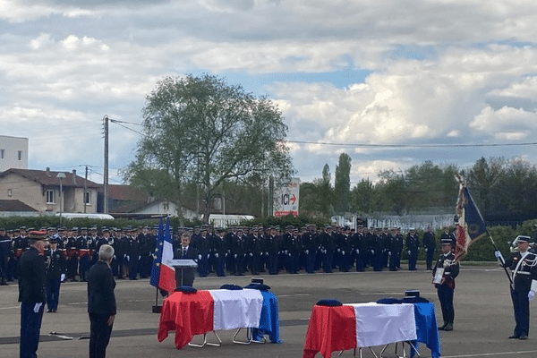 Allocution de Gérald Darmanin lors de l'hommage rendu aux deux gendarmes à la caserne Maridor, de Mont-de-Marsan.