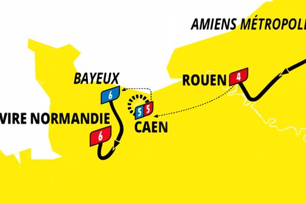 Trois étapes du Tour de France 2025 auront lieu en Normandie, entre Amiens et Rouen, à Caen pour un contre-la-montre, et entre Bayeux et Vire.