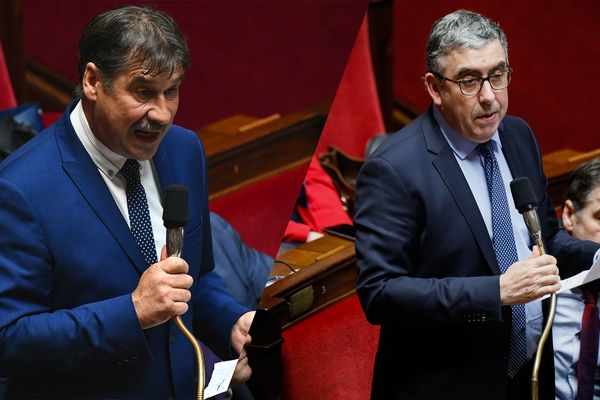 Les députés LR du Cantal Jean-Yves Bony (à gauche) et Vincent Descoeur voteront la motion de censure transpartisane lundi 20 mars.