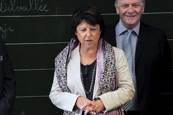 Martine Aubry en visite à l'école élementaire Moulins-Pergaud à Lille en septembre 2011.